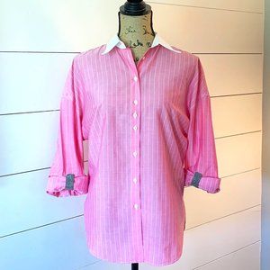 Brunello Cucinelli Pink Pinstripe Button Down Sz L